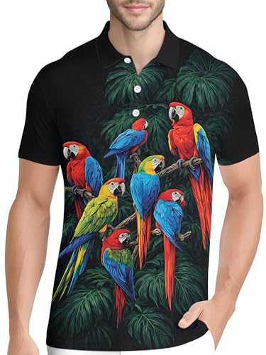Image of PAGYMO Funny Golf Shirts for Men Crazy Printed Pattern Novelty Moisture Wicking Performance Mens Polo Shirt
