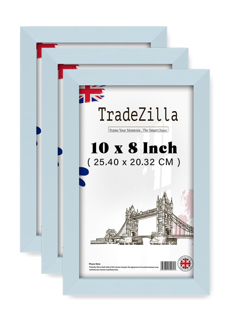 TradeZilla pack of 3 Classy Light Grey 25.4 cm x 20.32 cm MDF Poster Frame for Family Photos Rectangle Wall Decoration 8 Inch x 10 Inch - [ Light Grey ]