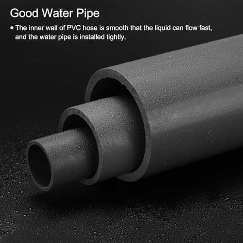 MECCANIXITY PVC Rigid Tube Round Pipe Hardware Tubing 27.2mm ID 32mm OD 350mm Black High Impact for Water Pipe,Crafts,Cable Sleeve