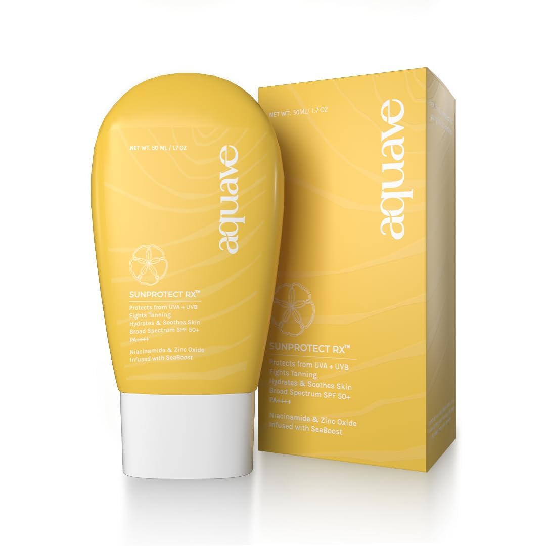 Aquave Sunprotect RX Sunscreen Moisturizer SPF 50+ PA++++ for All Skin Types and Age Groups, Infused with SeaBoost, Niacin...