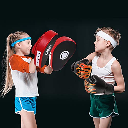 image for Odoland 2-in-1 Boxing Gloves and Punching Mitts Set for Kids, Boxing M