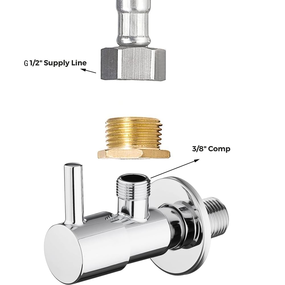 Raccord de tuyauterie (4 pièces) : réducteur mâle 1/2" vers femelle 3/8", raccord à compression pour robinet de cuisine/salle de bain, tuyau d'alimentation, connecteur de tuyau avec joint en caoutch