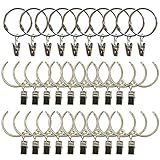 Topspeeder 30 Pack Curtain Clips with Rings Metal Rustproof Drapery Rod Rings Hooks with Strong Clip Easy Open and Close 1.5 inch Interior Diameter (Silver)