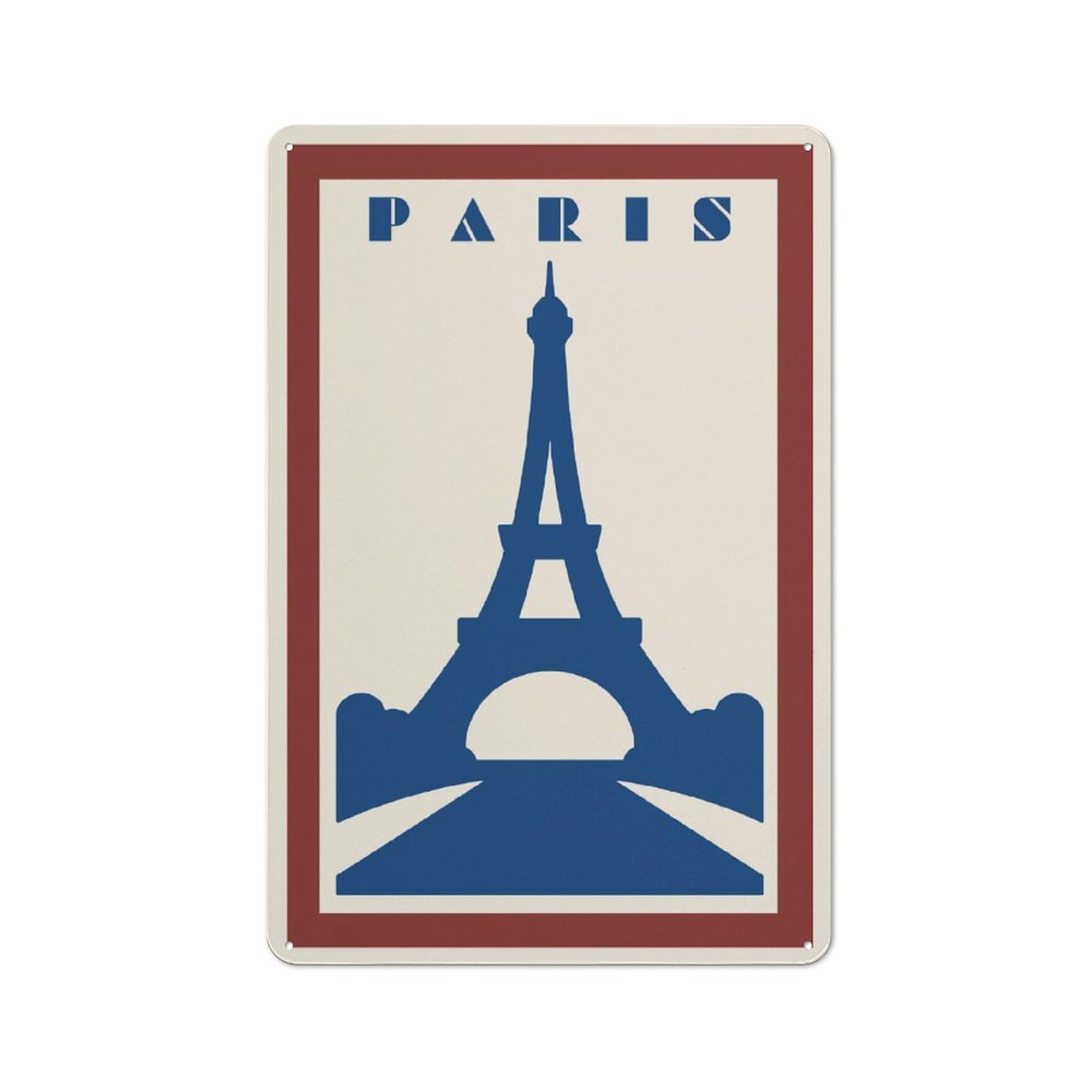 Junmoney Style-21 Tin Wall Plaque 30X20cm With Paris Eiffel Tower Vintage For Pub Or Café, For Hospitality Wall Decor Collectors