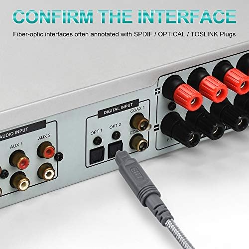 Optical Audio Cable, EMK Cotton Braided Audio Cable Durable Fiber Optic Cable for Home Theater, Sound bar, TV, PS4, Xbox & More (5M)