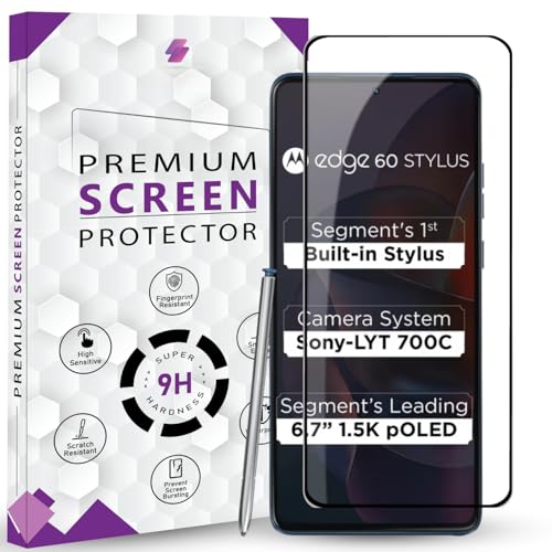 Image of Premium Tempered Glass Screen Protector Guard For Motorola Edge 60 Stylus (6.7 Inch, Pack of 1) | Edge to Edge Coverage With Easy to installation kit