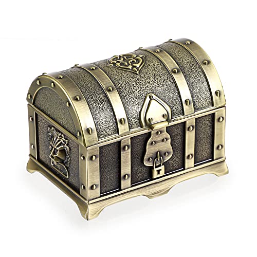 Petite boîte à bijoux rectangulaire vintage Hipiwe en métal bronze pour bague - 2