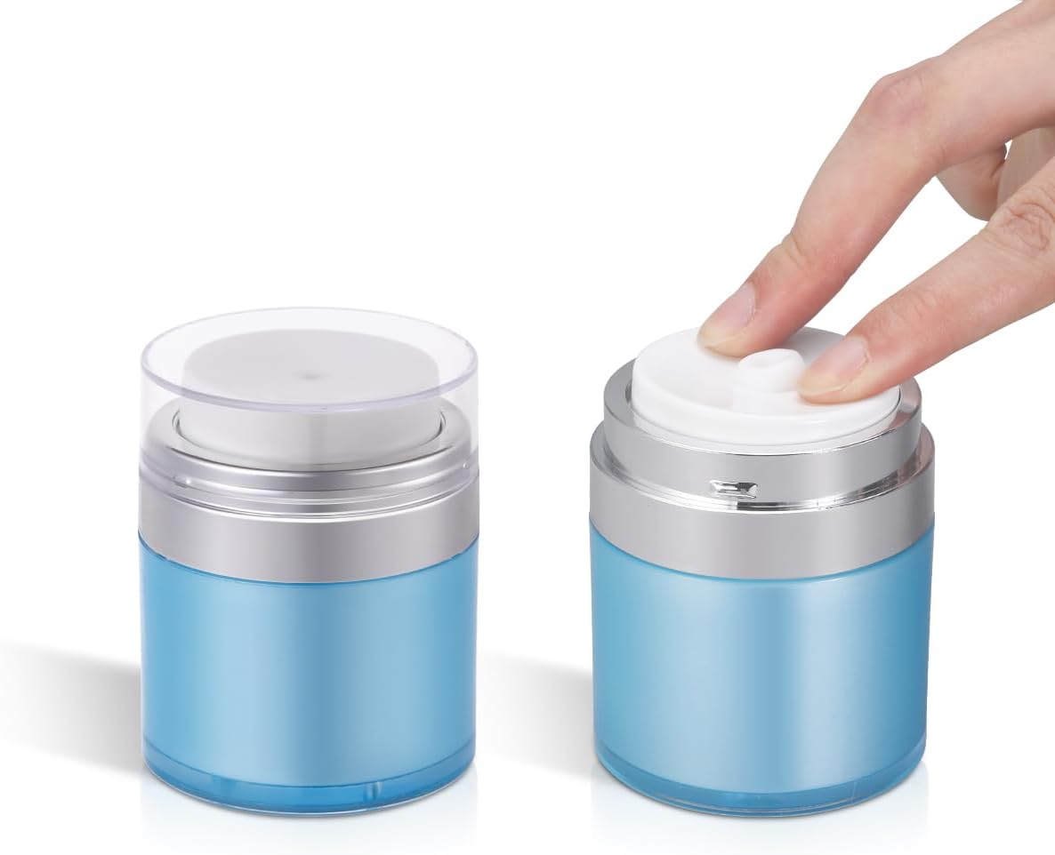 ASEVAT 1 oz/2 Pack Airless Pump Jar, Travel Vacuum Pump