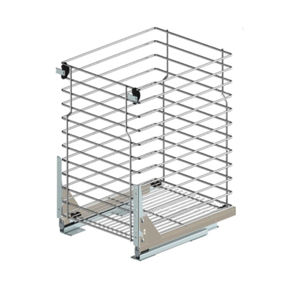 Schrankauszug Küche mit Bodenscheine Softclose [300mm] | Auszug Küchenschrank - 1 Etage | Unterschrankauszug Chrome | Vollauszug Bodenmontage | Küchenschrank Organizer Ausziehbar
