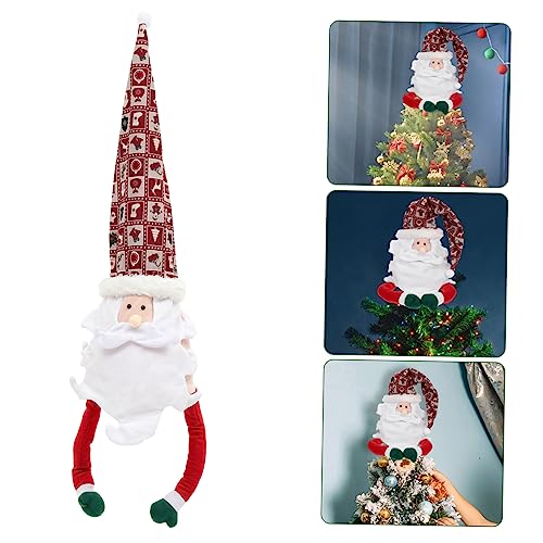 Topper de árbol de Navidad de tela PRETYZOOM con Papá Noel y Estrella para adornos festivos 7