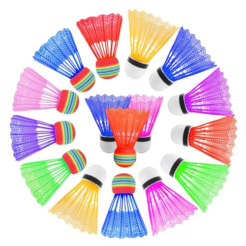 XIAQICA 16 Piezas Volantes de BáDminton, Volante de Pluma de Nylon de Alta Estabilidad Y Durabilidad, Bolas de BáDminton para Deportes de Interior Y Exterior, Ocio, DiversióN, Juegos