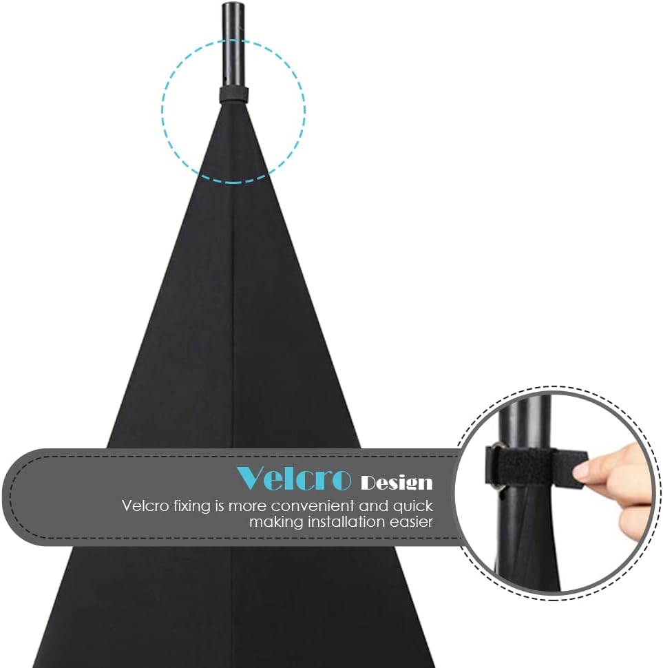 Speaker Stand Cover Tripod Stand Skirt Skrim Floor Speaker Tripod Support Stand Cover Skirt 3 Side DJ Speaker Cover with Travel Bag for Weddings Banquets Events Black (2Pack)