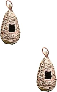 Yardwe 2 pcs outdoor bird feeder bird feeder hangers for outside bird cage decor bird nest ornament imitation bird nest hand-woven bird nest the bird's nest Parrot decorate decorations