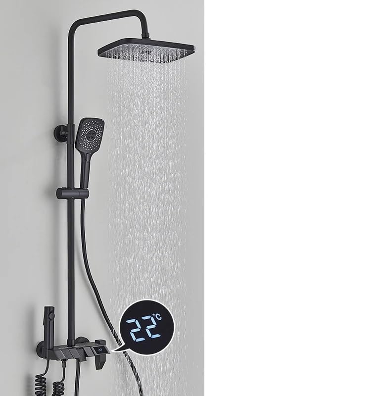 Système de douche cascade pour réveiller vos matins dans une salle de bain moderne noire
