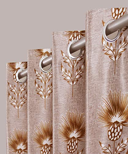 Image of Queenzliving Secret Linen Curtain, Long Door 9 feet- Pack of 2, Brown