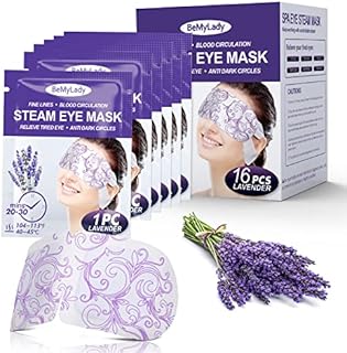 Lavender Eye Mask 16 Packs Heated Eye Mask for Dark Circles and Puffiness Disposable Soothing Headache Relief, Steam Eye Mask for Puffy Eyes, Skincare, Hydrating and Relieve eye fatigue