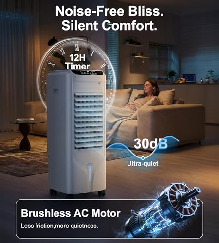 Image of Landeagle 32 inch Swamp Cooler,1800CFM Windowless Portable Air Conditioners with 120Oscillation,Evaporative Coolers with 4.2Gal Tank,12H Timer,Cooling Fans that Blow Cold Air for Room Indoor,Snow White