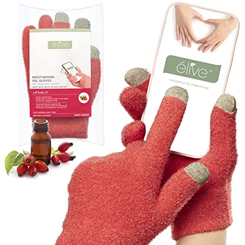Ã‰live Hand Moisturizing Gloves Overnight - Essential Jojoba Oil, Vitamin E Infused Gel Lining, Cotton Touch Screen Finger Tips, Hand Spa Dry Hands Treatment, Manicure Cuticle Repair Glove, Nurse Gifts
