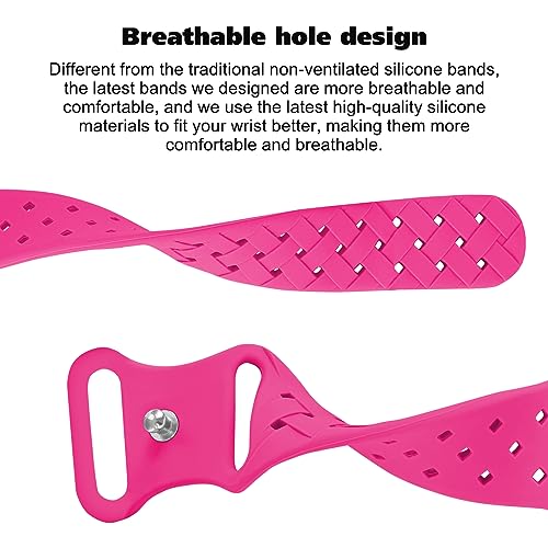 Image of Silicone Braided Weave Bands Compatible with Apple Watch 38mm 40mm 41mm 42mm 44mm 46mm 45mm 49mm, Replacement Sport Breathable Strap for iWatch Series 11 /10 /9 /8 /7 /6 /5 /4 /3 /2 /1 Ultra SE Women Men, Hot Pink
