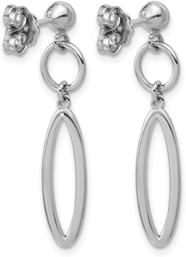 Sterling Silver RH-plated pol. Geometric Dangle Post Earrings - Image 3