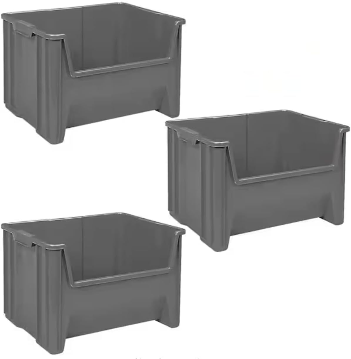 Grey Plastic Storage Container Bins (3-Pack) DC83692