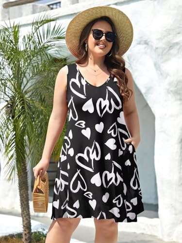 Image of BELAROI Women Casual Summer Beach Dresses Plus Size Sundress V Neck Pockets Swing Tank Dress Cover Ups