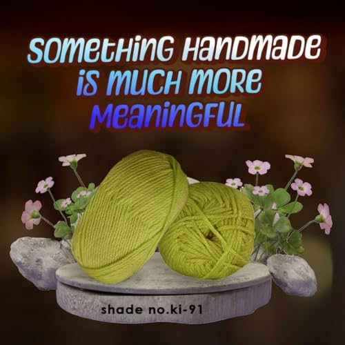 Image of VCR Olive Yellow Yarn, 100 Grams Hank, 190 Meters Length, Acrylic Ball for Crochet and Knitting, Soft Crosia Threads, Pack of 1 Yarn, Suitable for DIY Crafts