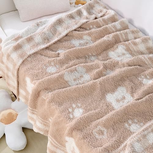 Image of Beige Teddy Bear Baby Blanket 30x40 Inch Soft Knitted Plush Throw, Nursery Essentials for Newborn Boys Girls Toddler, Chenille Swaddle Blanket
