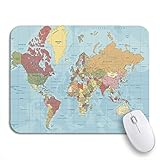 Gaming mouse pad detaillierte politische weltkarte in mercator-projektion klar beschriftete rutschfeste gummi-backing-computer-mauspad für notebooks mausmatten
