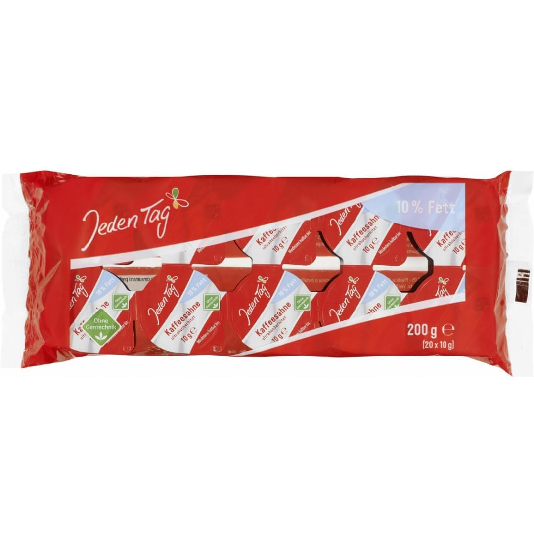 Jeden Tag Kaffeesahne 10% 20 Stück x 10 gramm x 15 Packungen mit Pufai Grocery
