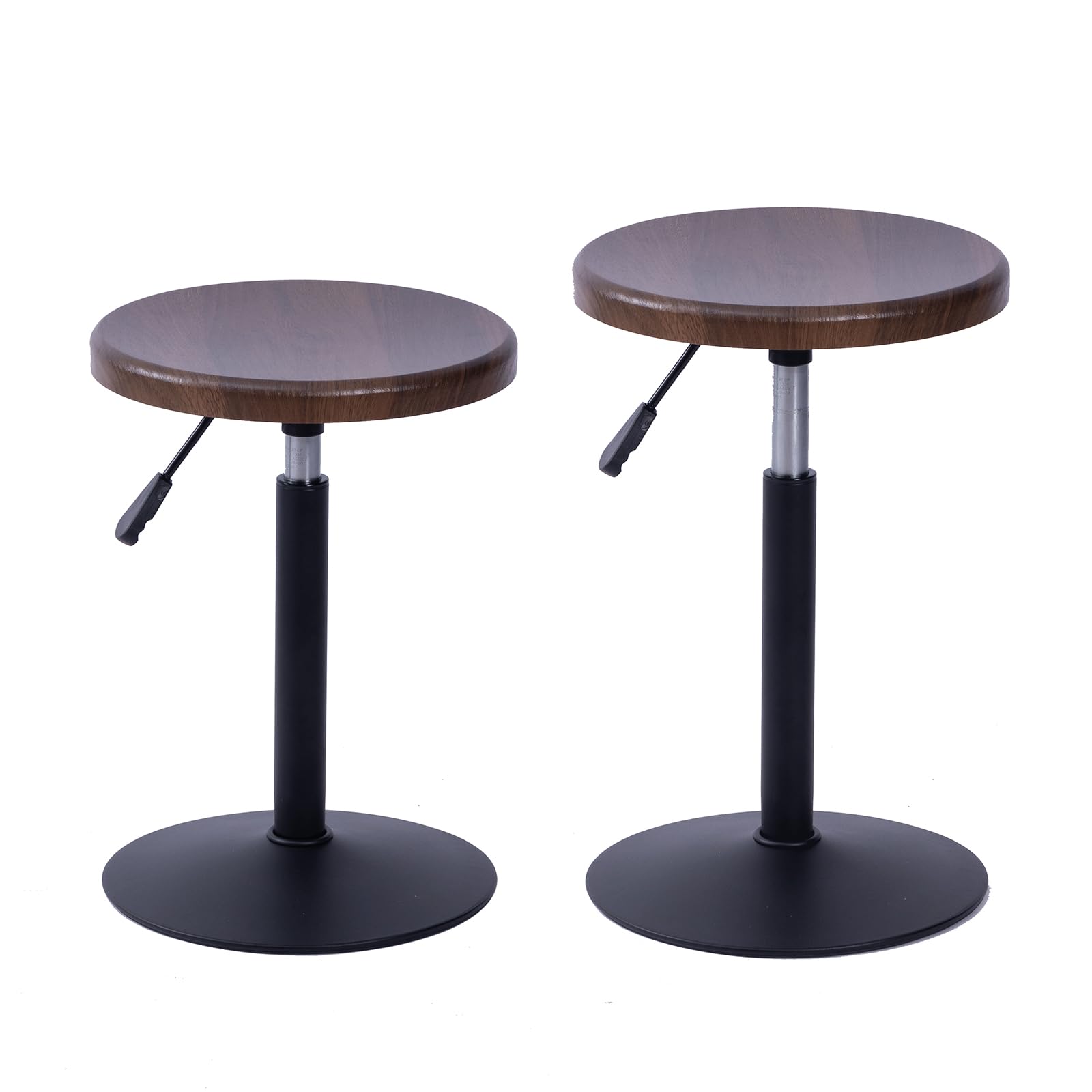 Durfii Round Woodiness Adjustable Spa Barber Salon Stool - Perfect for Makeup, Car Repair, Manicure and More - Versatile Counter, Step, and Padded Bar Stool Set of 2 (Red Brown)