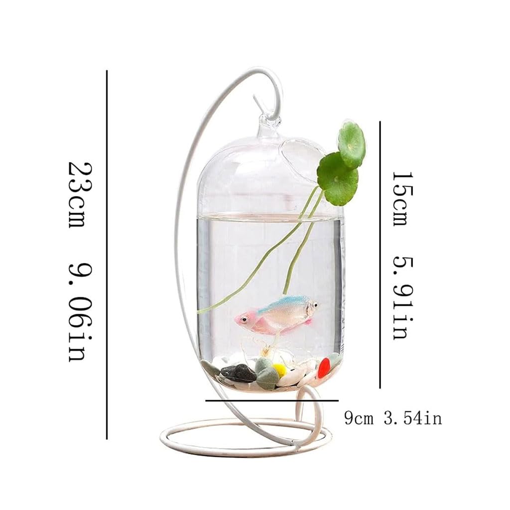 HASMI Pecera de Escritorio Pecera pequeña de Cristal Transparente para Escritorio Europeo, decoración Creativa para el hogar y la Oficina, Acuario pequeño, pecera Dorada, Betta Decoración Pecera