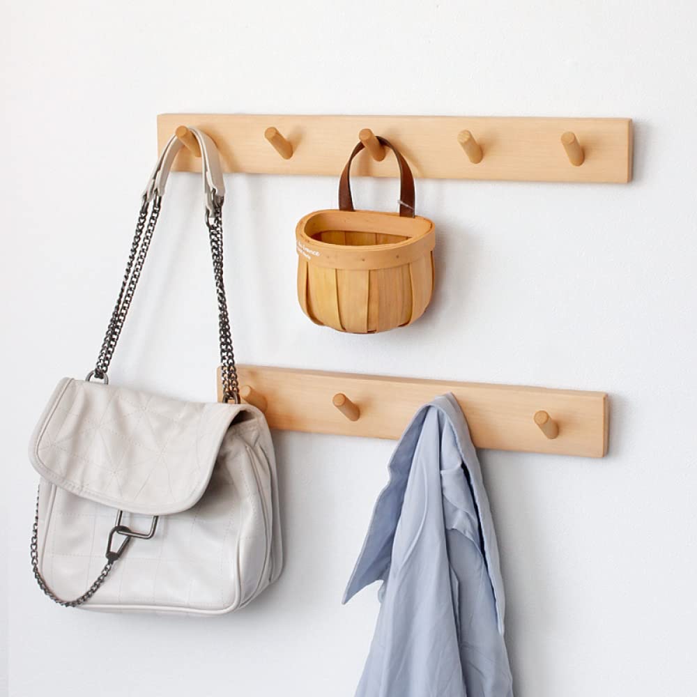 Perchas Modernas de Madera para Entrada para Abrigos y Sombreros | Toallero de Cocina para baño | Adhesivo para Puerta o pared-50cm