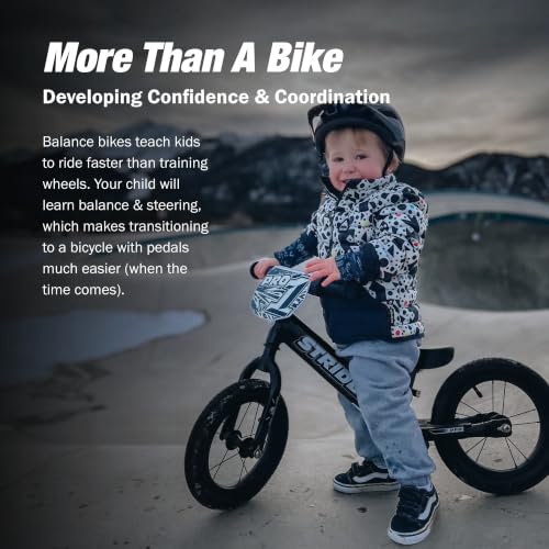 Image of Strider 12 Pro, Aluminum Balance Bike for Kids Aged 1-5 Years, Black Pearl | No-Pedal Pro Balance Bike, Ultralight Aluminum Frame, Adjustable Seat, Never-Flat Foam Rubber Tires, Easy Assembly