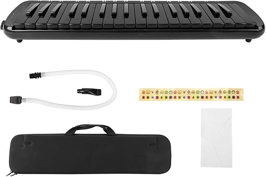 Melodica 37 Key Wind Musical Instrument Portable Comfortable Desktop Blowing Beginners Red Blue Black Black