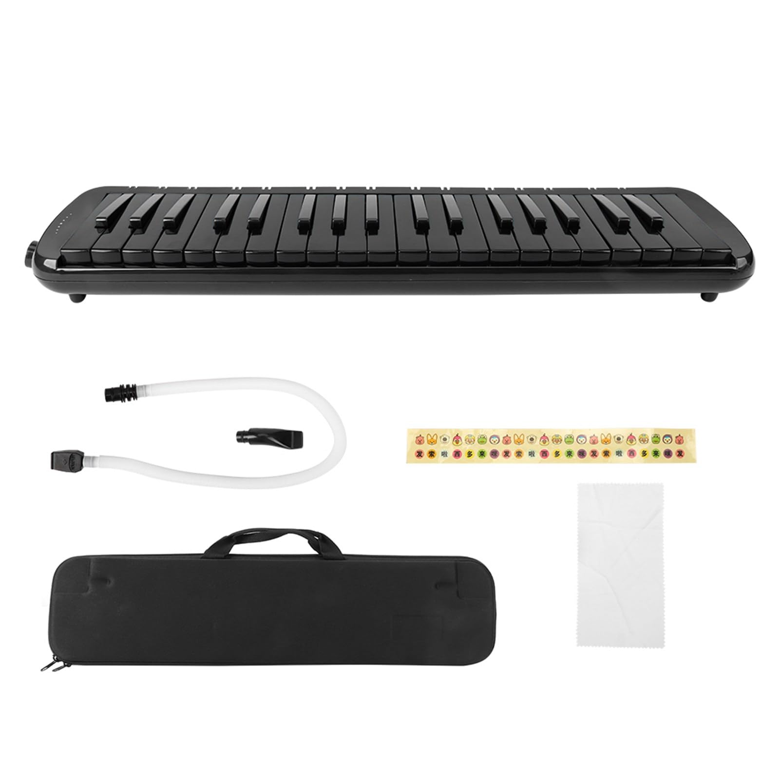 Melodica 37-Tasten-Blasmusikinstrument, geeignet für Anfänger-Übungstasche F37s (Schwarz)