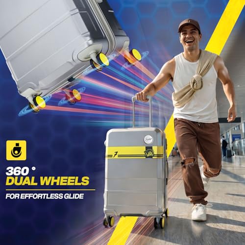 Image of Skybags Whistle Podu Check-in Trolley Bag 68cm | Medium | Hard Luggage | Official CSK Edition 8-Wheel Suitcase | TSA Lock with Anti-Theft Zipper | Polycarbonate | 3 Years Warranty - Unisex (Silver)