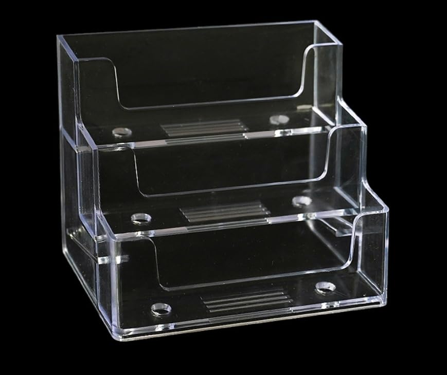 DNHCLL 1 Pack Clear Business Card Holder 3 Tiers Plastic Card Stand Organizer Card Holder Display for Home Office, Desktop, and Counter, 180 Cards