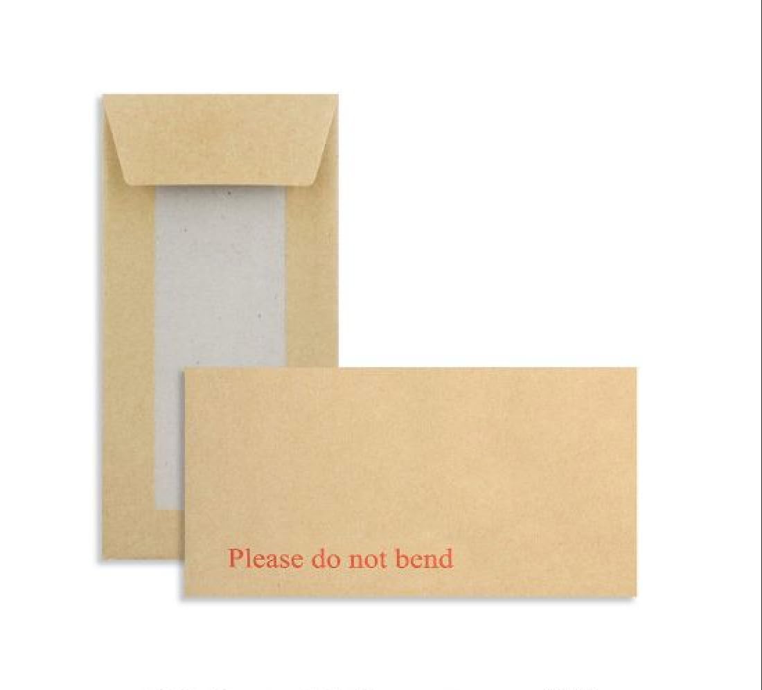 250x DL Manilla Hard Board Back Envelopes - 220x110 mm - Cardboard Backed Please Do Not Bend Envelope with Peel & Seal Strip - Perfect for Mailing, Posting & Storing Important Documents