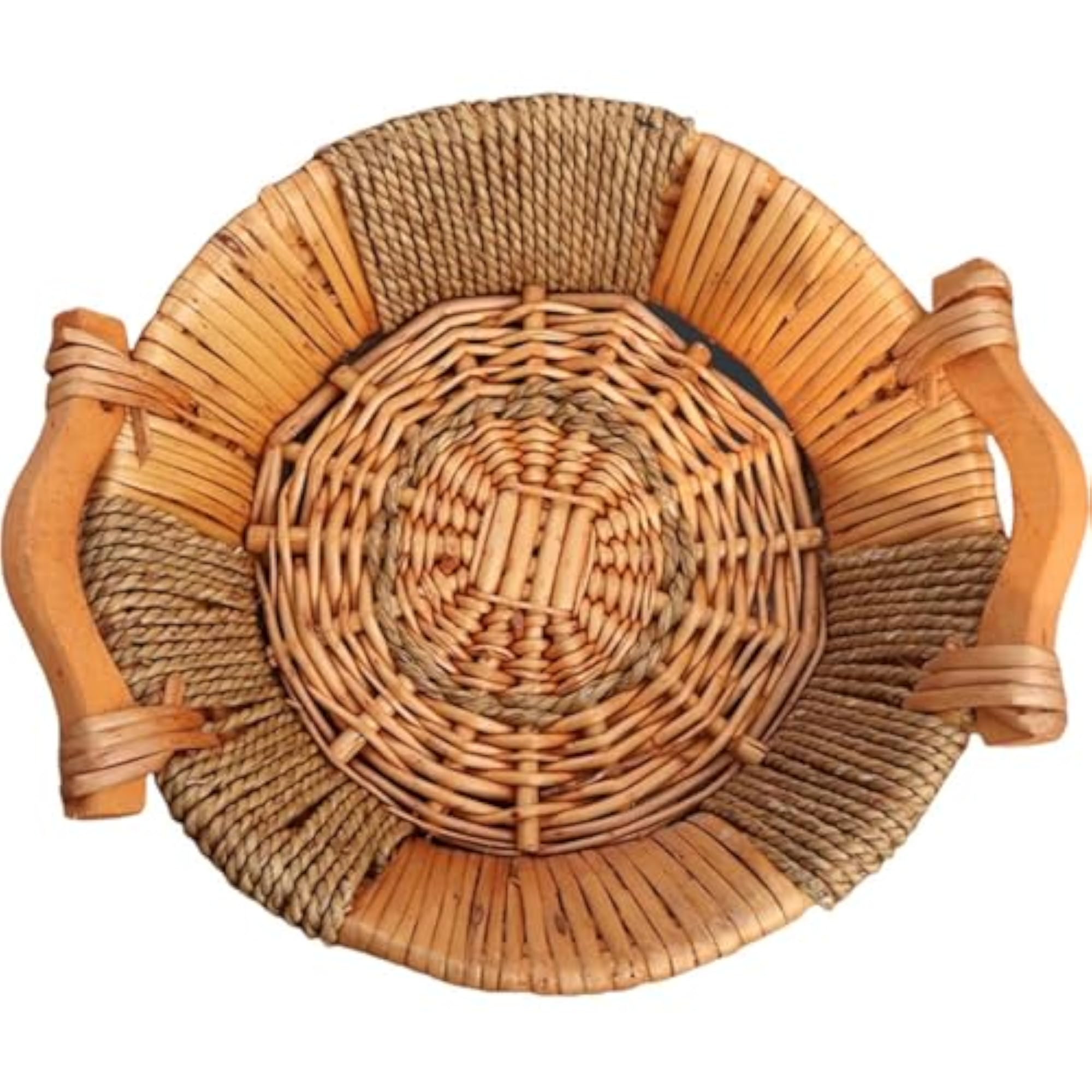 Wicker Woven Serving Tray, Round Serving Basket for Buffets