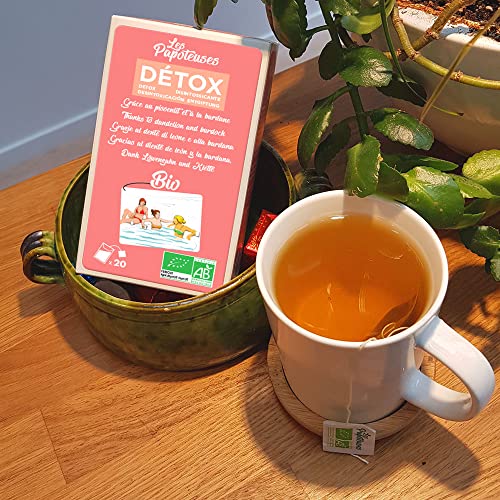 LES PAPOTEUSES | Tisana BIO detox gracias al diente de león y la bardana | 60 bolsitas | Lote infusiones de 3 confecciones de 20 bolsitas | Certificado ecológico - imagen 3
