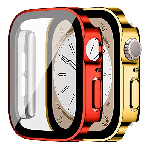 �y2������ �z�P�[�X �R���p�`�u�� Apple Watch 8 45mm �R���p�`�u�� Apple Watch 7 45mm�A�S�ʕی� �����K���X HD �����x��������d�C���b�L �o���p�[ �P�[�X�����ȒP �ϏՌ� �w��h�~ ���h�~ ��ʕی� �R���p�`�u�� 