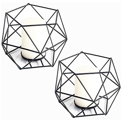 JUNGEN 2er Set 3D Geometrisch Kerzenständer Kerzenhalter Metall Vintage Kerzenständer Teelichthalter Deko Tischdeko Cover
