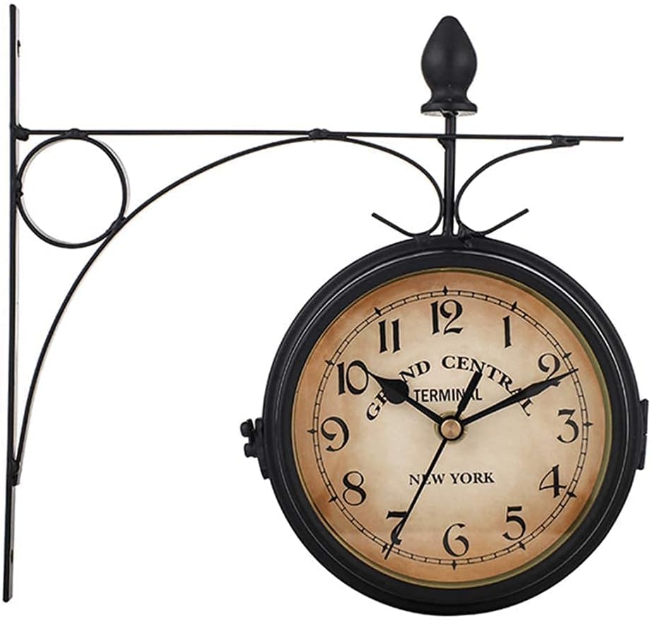 Wall Clock, Double Sided Wall Clock,Retro Wall Clock Outdoor Garden Wall Clock Outdoor Indoor Garden Wall Clock for Garden/Patio/Yard