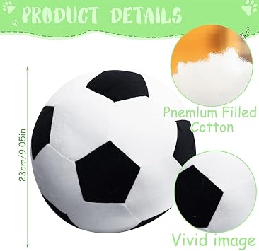 Plush Football Throw Pillow, Round Cotton Stuffed Soccer Pillow, Vivid Soccer Back Cushions Doll For Home Office Sofa Decoration, Kids Gifts Black And White 23 Cm