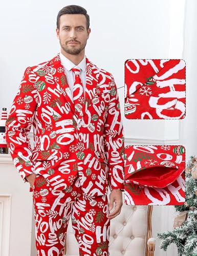 Men's Christmas Suits, Two Button Jacket Coats & Pants & Tie4