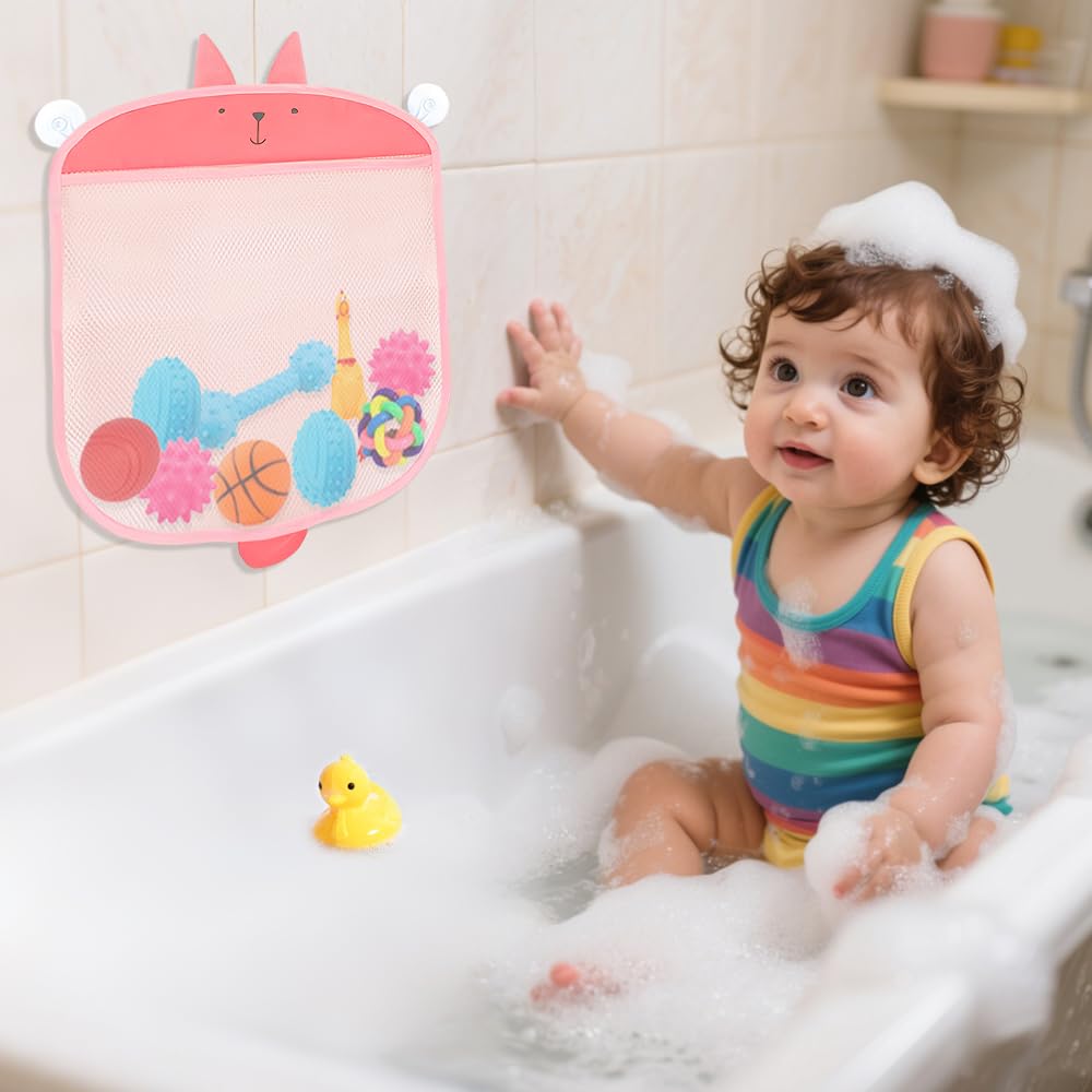 HMCEY Badewannenspielzeug Aufbewahrung Badespielzeug,Badewannennetz für Spielzeug,Organizer Bath Toys Net,Badewannen Organizer Kinder,Spielzeugnetz zum Aufhängen mit 2 Haken,Badenetz Kinderzimmer Küche, Haushalt & Wohnen