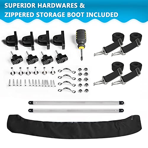 Image of Naviskin 10 Optional Colors Available 3-4 Bow 13 Different Size Bimini Top Cover Includes Mounting Hardwares,Storage Boot with 1 Inch Aluminum Frame