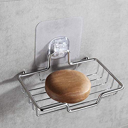 Image of HOKIPO Magic Sticker Series Self Adhesive Stainless Steel Soap Stands for Bathroom Wall - Pack of 1 (Model - NWAR3153)