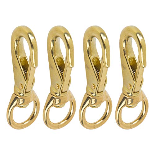 Aowesm 3-1/4 Inch Brass Snap Hook 3/4 Inch Swivel Eye - Solid Brass Diving Clips #1 - Bags, Belting, Leashes, Straps, Luggage, Leathercarft (Pack Of 4) #TOP6